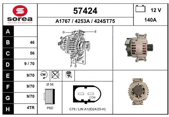 EAI 57424 Alternator 57424: Buy near me in Poland at 2407.PL - Good price!
