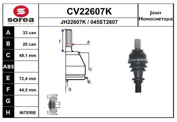 EAI CV22607K Joint Kit, drive shaft CV22607K: Buy near me in Poland at 2407.PL - Good price!