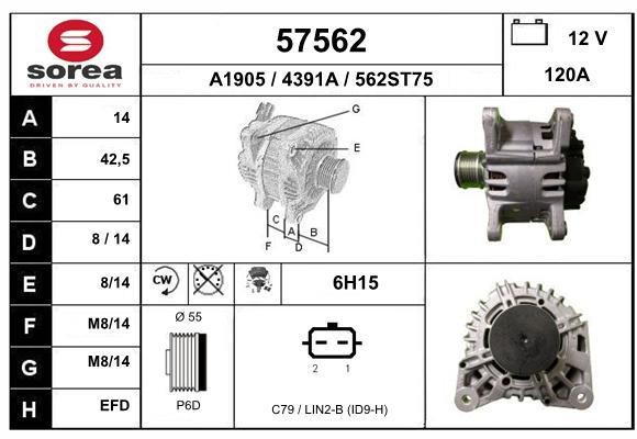 EAI 57562 Alternator 57562: Buy near me in Poland at 2407.PL - Good price!