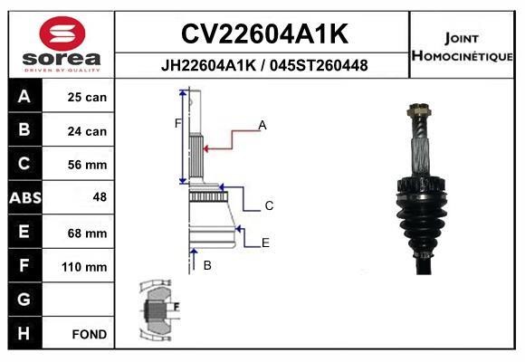EAI CV22604A1K CV joint CV22604A1K: Buy near me in Poland at 2407.PL - Good price!