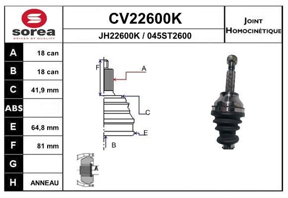 EAI CV22600K Joint Kit, drive shaft CV22600K: Buy near me in Poland at 2407.PL - Good price!
