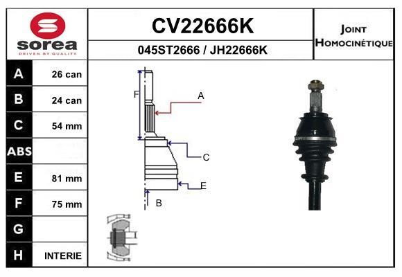 EAI CV22666K Joint kit, drive shaft CV22666K: Buy near me in Poland at 2407.PL - Good price!