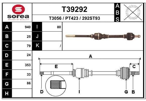 EAI T39292 Drive shaft T39292: Buy near me in Poland at 2407.PL - Good price!