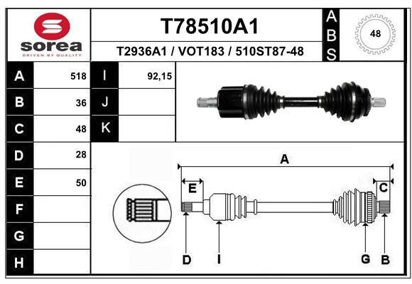 EAI T78510A1 Drive shaft T78510A1: Buy near me in Poland at 2407.PL - Good price!