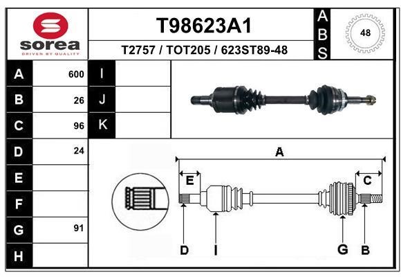 EAI T98623A1 Вал приводной T98623A1: Отличная цена - Купить в Польше на 2407.PL!