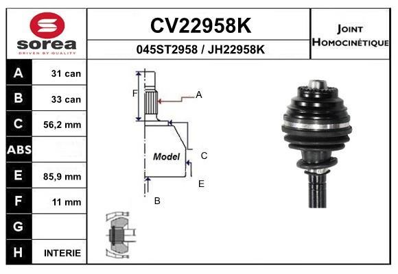 EAI CV22958K Joint kit, drive shaft CV22958K: Buy near me in Poland at 2407.PL - Good price!