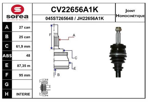 EAI CV22656A1K Joint kit, drive shaft CV22656A1K: Buy near me in Poland at 2407.PL - Good price!