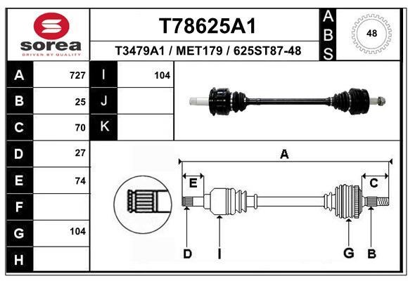 EAI T78625A1 Drive shaft T78625A1: Buy near me in Poland at 2407.PL - Good price!
