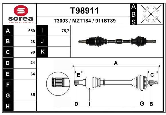 EAI T98911 Drive shaft T98911: Buy near me in Poland at 2407.PL - Good price!