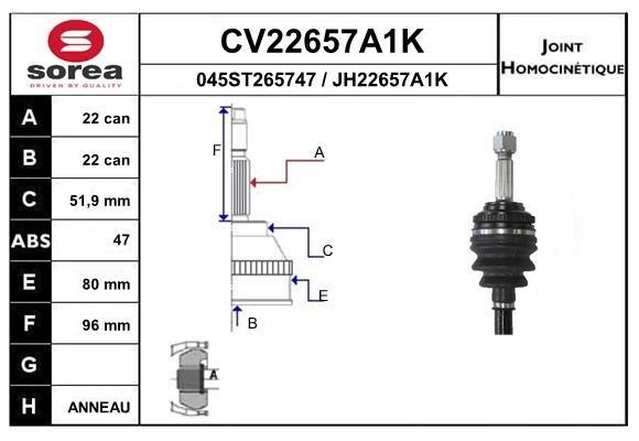 EAI CV22657A1K Joint kit, drive shaft CV22657A1K: Buy near me in Poland at 2407.PL - Good price!