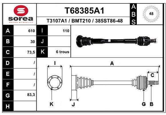 EAI T68385A1 Drive shaft T68385A1: Buy near me in Poland at 2407.PL - Good price!