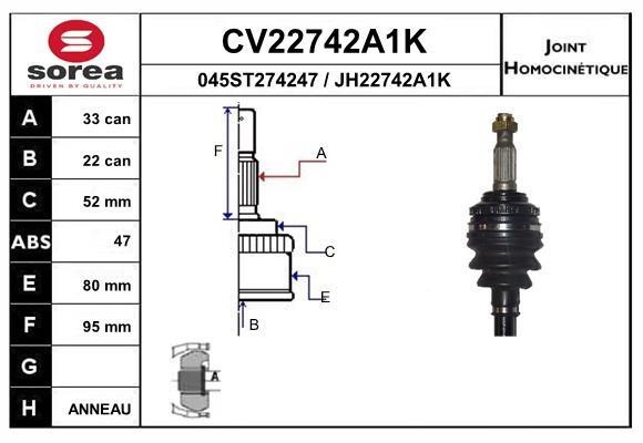 EAI CV22742A1K Joint kit, drive shaft CV22742A1K: Buy near me in Poland at 2407.PL - Good price!