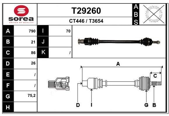 EAI T29260 Drive shaft T29260: Buy near me in Poland at 2407.PL - Good price!