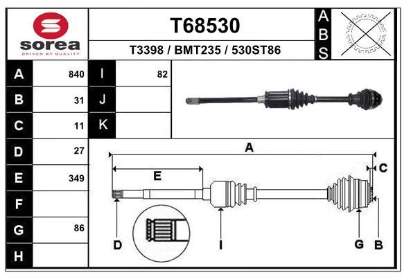 EAI T68530 Drive shaft T68530: Buy near me in Poland at 2407.PL - Good price!