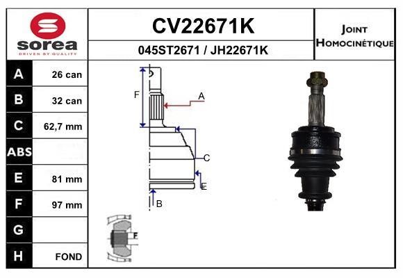 EAI CV22671K Joint kit, drive shaft CV22671K: Buy near me in Poland at 2407.PL - Good price!