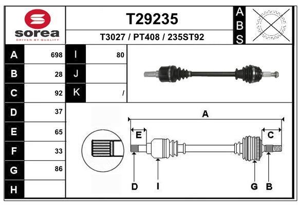 EAI T29235 Drive shaft T29235: Buy near me in Poland at 2407.PL - Good price!