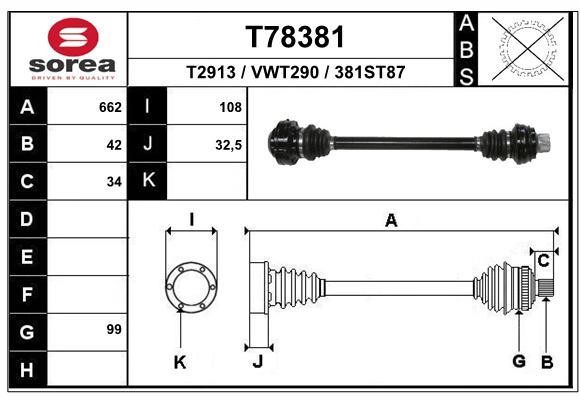 EAI T78381 Drive shaft T78381: Buy near me in Poland at 2407.PL - Good price!