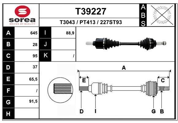 EAI T39227 Drive shaft T39227: Buy near me in Poland at 2407.PL - Good price!