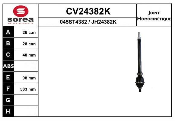 EAI CV24382K ШРУС CV24382K: Отличная цена - Купить в Польше на 2407.PL!