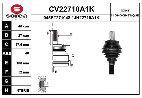 EAI CV22710A1K Joint kit, drive shaft CV22710A1K: Buy near me in Poland at 2407.PL - Good price!