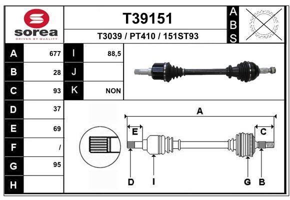EAI T39151 Drive shaft T39151: Buy near me in Poland at 2407.PL - Good price!