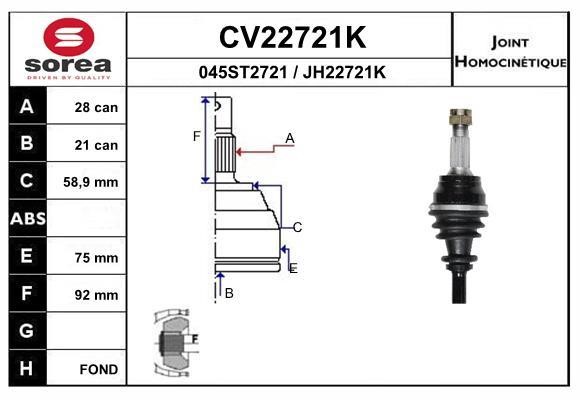 EAI CV22721K Joint kit, drive shaft CV22721K: Buy near me in Poland at 2407.PL - Good price!