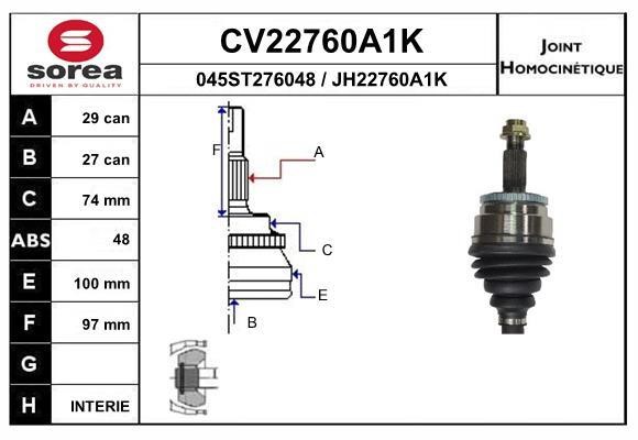 EAI CV22760A1K Joint kit, drive shaft CV22760A1K: Buy near me in Poland at 2407.PL - Good price!