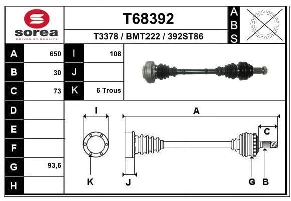 EAI T68392 Drive shaft T68392: Buy near me in Poland at 2407.PL - Good price!
