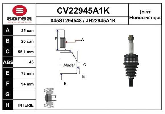 EAI CV22945A1K Joint kit, drive shaft CV22945A1K: Buy near me in Poland at 2407.PL - Good price!