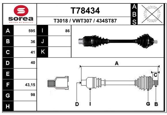 EAI T78434 Drive shaft T78434: Buy near me in Poland at 2407.PL - Good price!