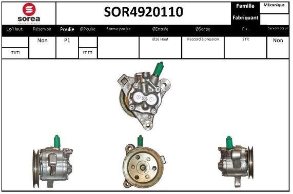 EAI SOR4920110 Hydraulic Pump, steering system SOR4920110: Buy near me in Poland at 2407.PL - Good price!