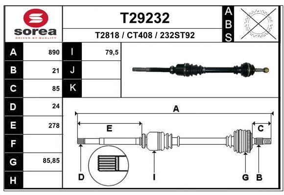 EAI T29232 Drive shaft T29232: Buy near me in Poland at 2407.PL - Good price!