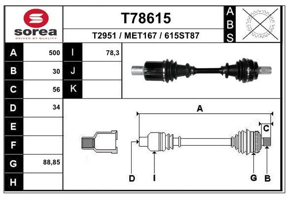EAI T78615 Drive shaft T78615: Buy near me in Poland at 2407.PL - Good price!