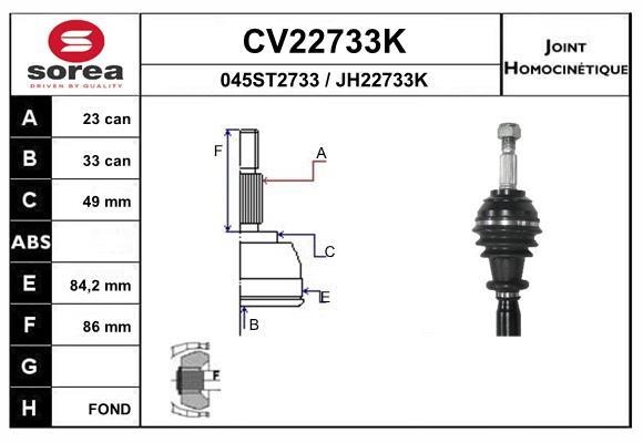 EAI CV22733K Joint kit, drive shaft CV22733K: Buy near me in Poland at 2407.PL - Good price!