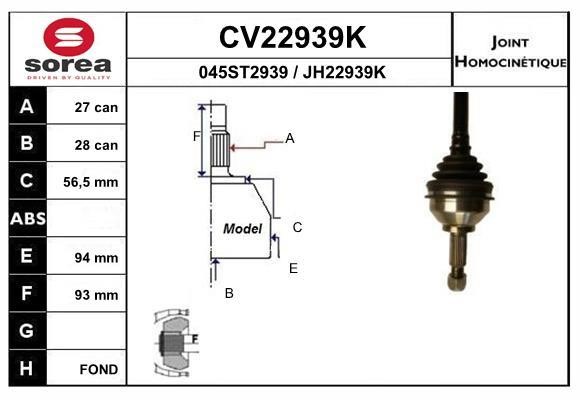 EAI CV22939K Joint kit, drive shaft CV22939K: Buy near me in Poland at 2407.PL - Good price!