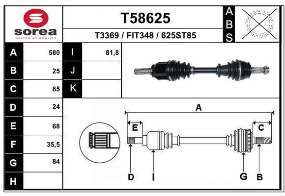 EAI T58625 Drive shaft T58625: Buy near me in Poland at 2407.PL - Good price!