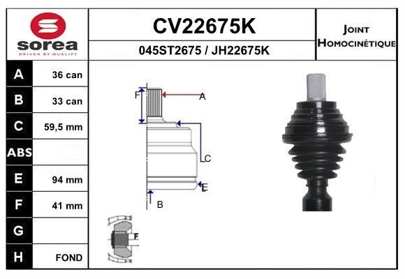 EAI CV22675K Joint kit, drive shaft CV22675K: Buy near me in Poland at 2407.PL - Good price!