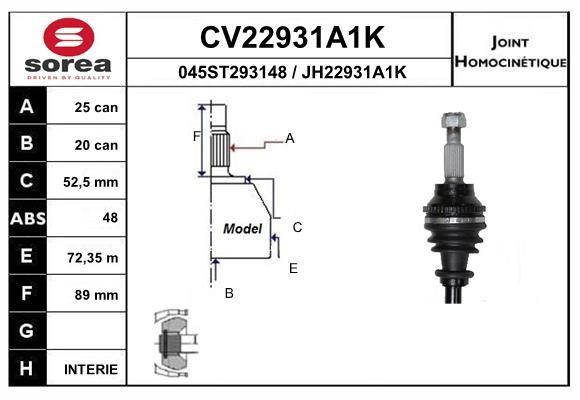 EAI CV22931A1K Joint kit, drive shaft CV22931A1K: Buy near me in Poland at 2407.PL - Good price!