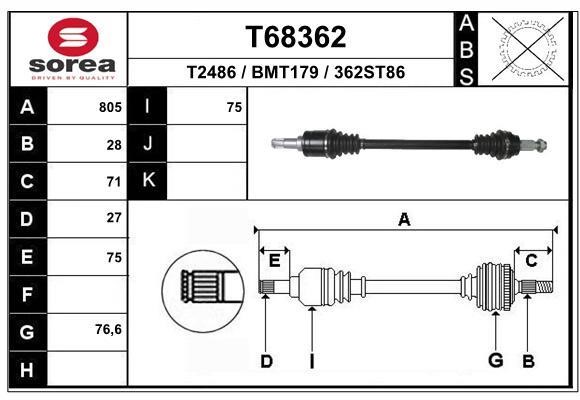 EAI T68362 Drive shaft T68362: Buy near me in Poland at 2407.PL - Good price!