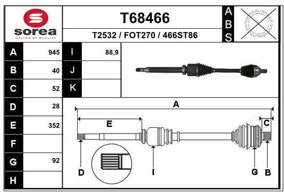 EAI T68466 Drive shaft T68466: Buy near me in Poland at 2407.PL - Good price!