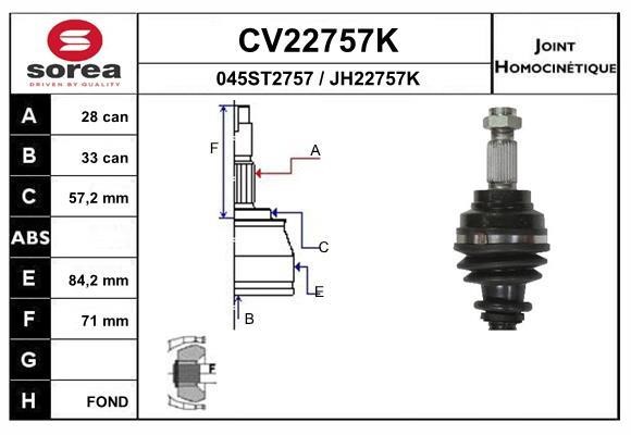 EAI CV22757K Joint kit, drive shaft CV22757K: Buy near me in Poland at 2407.PL - Good price!