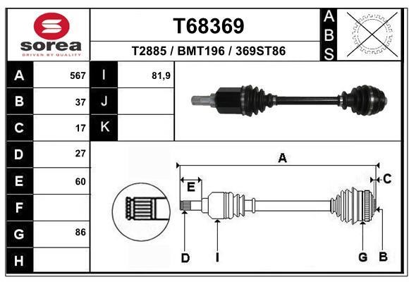 EAI T68369 Drive shaft T68369: Buy near me in Poland at 2407.PL - Good price!
