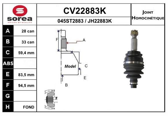 EAI CV22883K Joint kit, drive shaft CV22883K: Buy near me in Poland at 2407.PL - Good price!