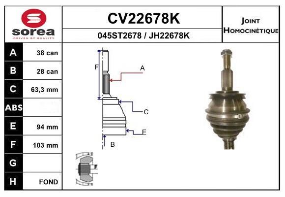 EAI CV22678K Joint kit, drive shaft CV22678K: Buy near me in Poland at 2407.PL - Good price!