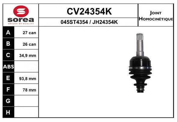 EAI CV24354K ШРУС CV24354K: Отличная цена - Купить в Польше на 2407.PL!
