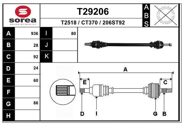EAI T29206 Drive shaft T29206: Buy near me in Poland at 2407.PL - Good price!