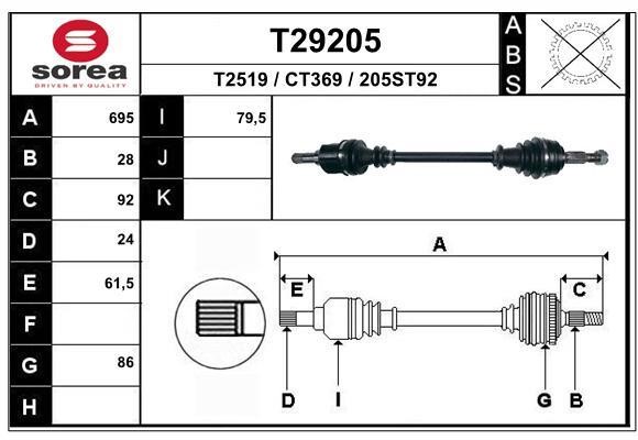 EAI T29205 Drive shaft T29205: Buy near me in Poland at 2407.PL - Good price!