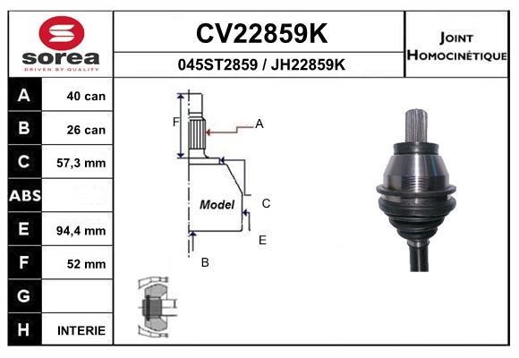 EAI CV22859K ШРУС CV22859K: Отличная цена - Купить в Польше на 2407.PL!