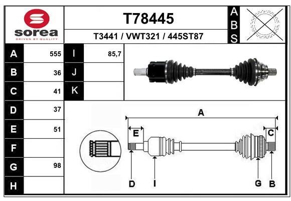 EAI T78445 Drive shaft T78445: Buy near me in Poland at 2407.PL - Good price!