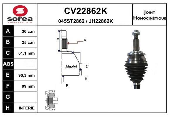 EAI CV22862K Joint kit, drive shaft CV22862K: Buy near me in Poland at 2407.PL - Good price!